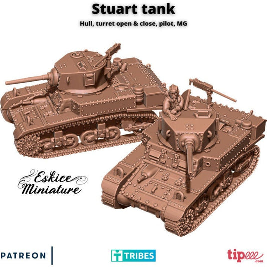 WWII US Stuart Tank Various Scales Historical Wargaming (US tariffs are pre-paid by us)