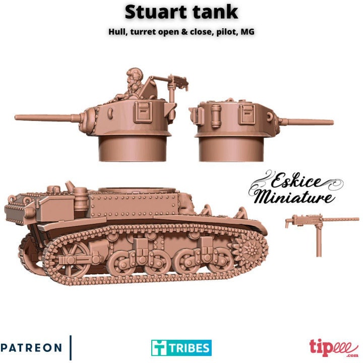 WWII US Stuart Tank Various Scales Historical Wargaming (US tariffs are pre-paid by us)