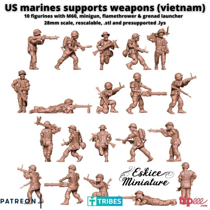 Vietnam War USMC Infantry Support Weapons Unit (10 models) Various Scales Historical Wargaming