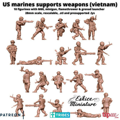 Vietnam War USMC Infantry Support Weapons Unit (10 models) Various Scales Historical Wargaming