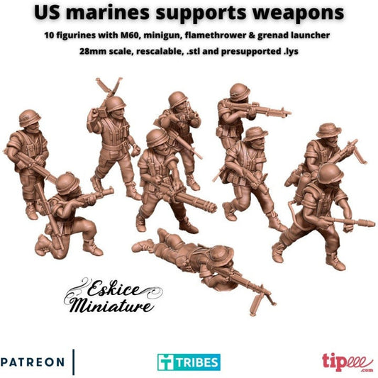 Vietnam War USMC Infantry Support Weapons Unit (10 models) Various Scales Historical Wargaming (US tariffs are pre-paid by us)