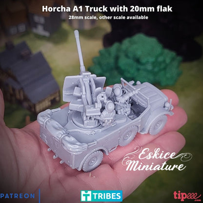WWII German Horch A1 Truck with 2cm Flak with Crew Various Scales Historical Wargaming (1 model)