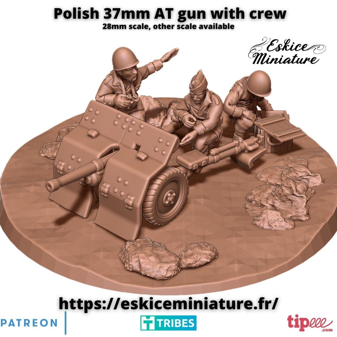 WWII Polish Bofors Anti Tank Gun with Crew Various Scales Historical Wargaming (US tariffs are pre-paid by us)