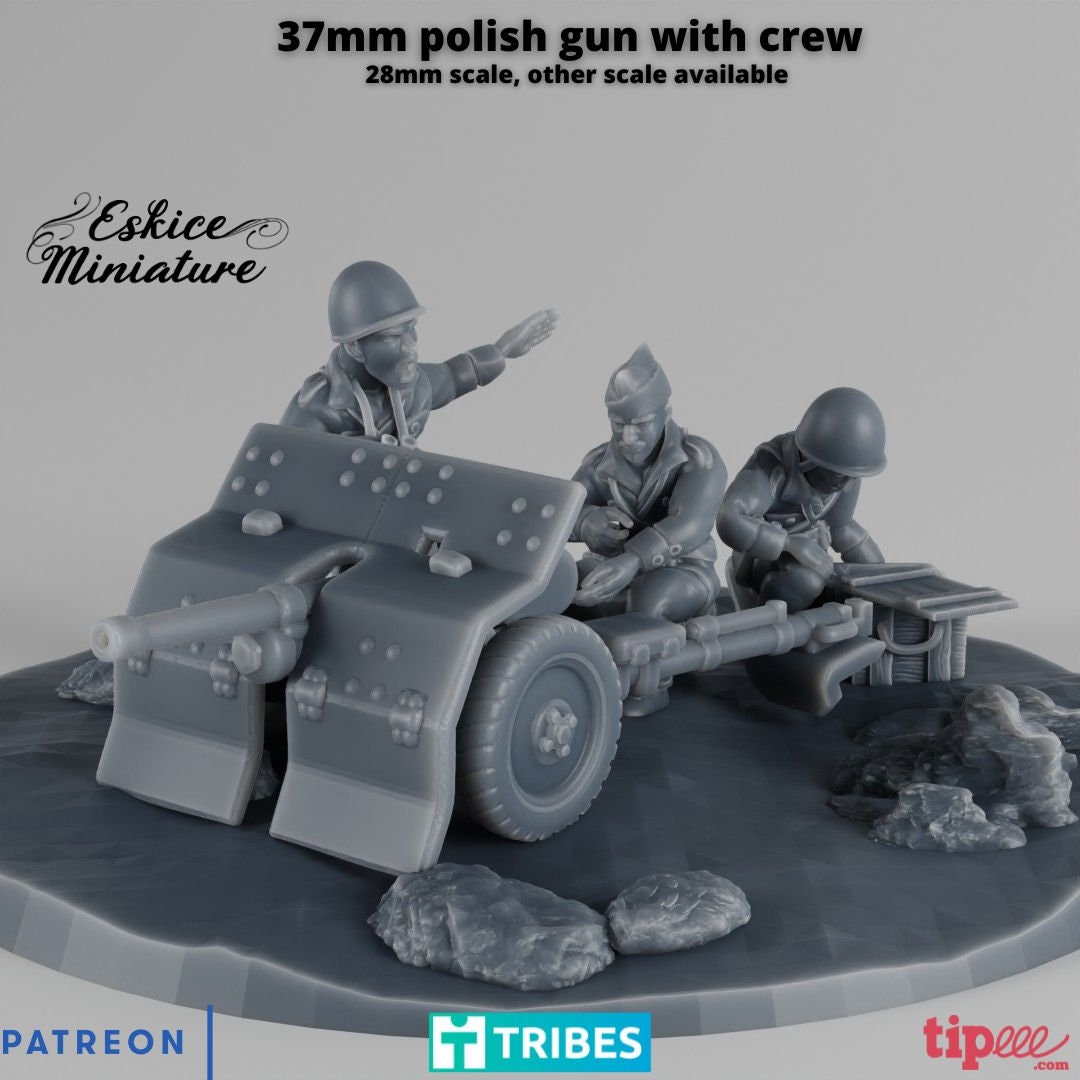WWII Polish Bofors Anti Tank Gun with Crew Various Scales Historical Wargaming