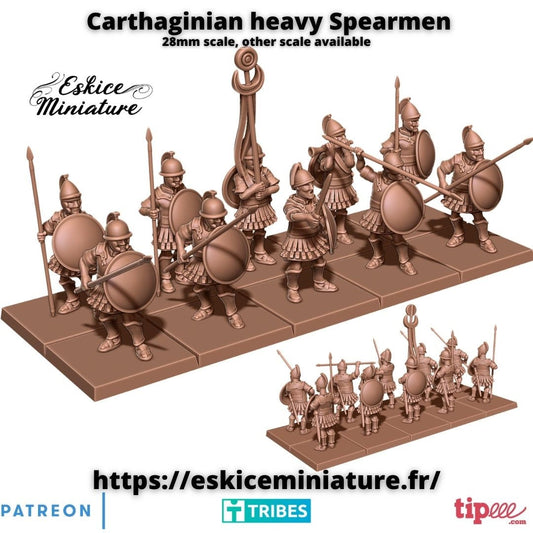Ancient Carthaginian Heavy Spearmen Unit (10 models) Various Scales Historical Wargaming