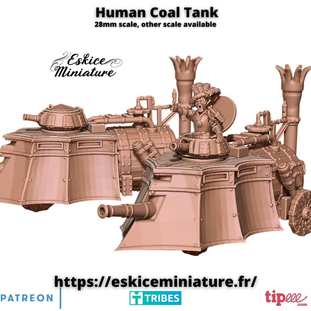 Fantasy Wargaming Human Coal Tank (2 turrets) Various Scales