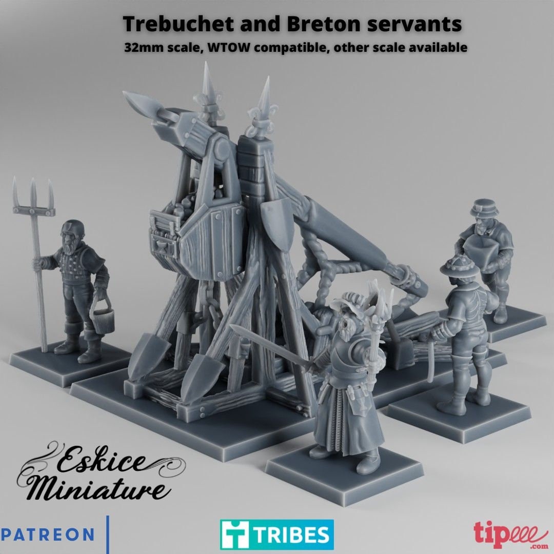 Medieval Trebuchet with Breton Servants Various Scales Historical Wargaming (US tariffs are pre-paid by us)