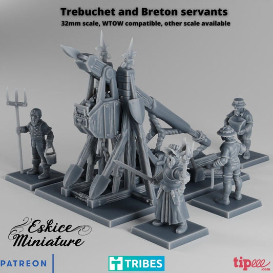 Medieval Trebuchet with Breton Servants Various Scales Historical Wargaming