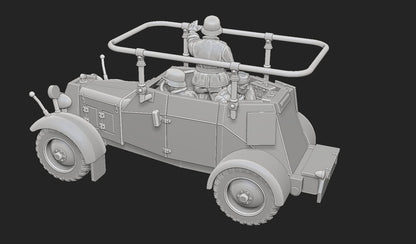 WWII German Sd.Kfz 14 Command Armoured Car with Crew Various Scales Historical Wargaming