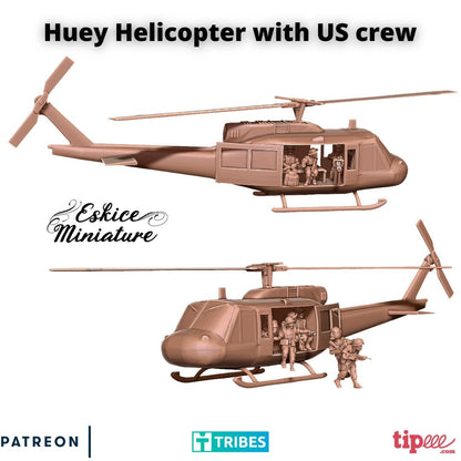 Vietnam War US Bell UH-1 Huey Helicopter with Crew Various Scales Historical Wargaming