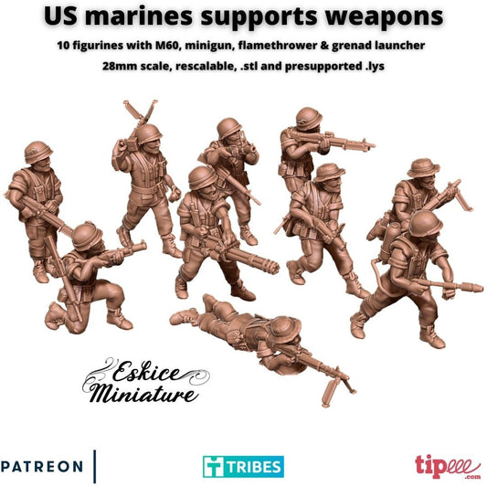 Vietnam War US Marines Squad with Support Weapons (10 models) Various Scales Historical Wargaming