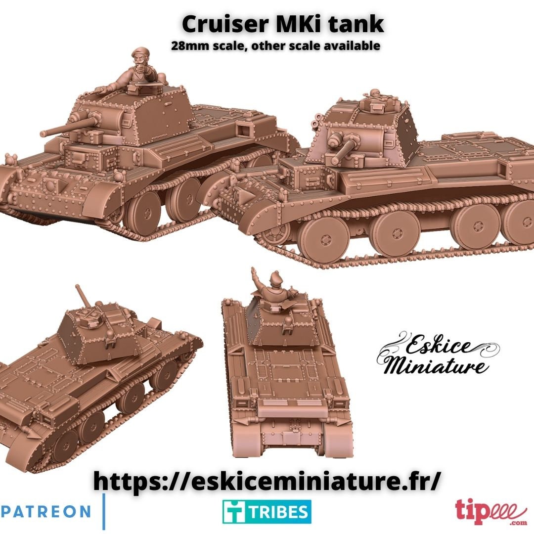 WWII British Cruiser Mark I Tank Various Scales Historical Wargaming