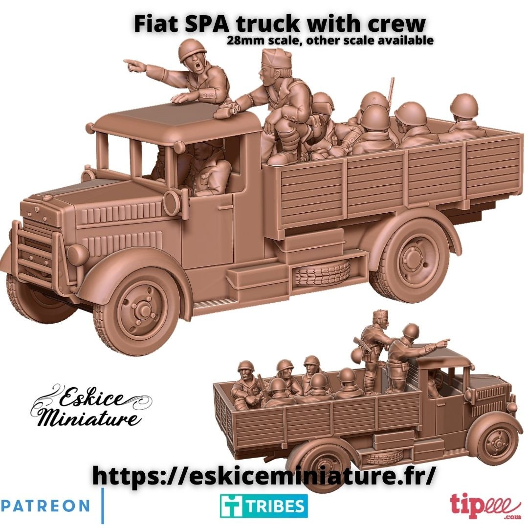 WWII Italian Fiat SPA Truck with Crew Various Scales Historical Wargaming