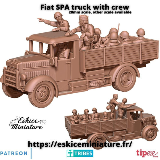 WWII Italian Fiat SPA Truck with Crew Various Scales Historical Wargaming