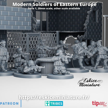 Modern Warfare Soldiers of Eastern Europe Squad (10 models) Various Scales Historical Wargaming