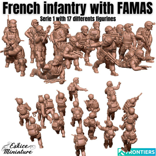 Modern Warfare French Infantry with FAMAS Assault Rifle Squad (17 models) Various Scales Historical Wargaming