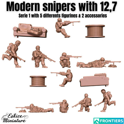 Modern Warfare Snipers Set (5 models) with terrain Various Scales Historical Wargaming