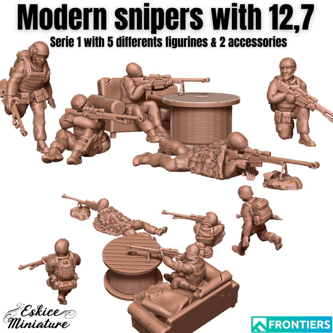 Modern Warfare Snipers Set (5 models) with terrain Various Scales Historical Wargaming