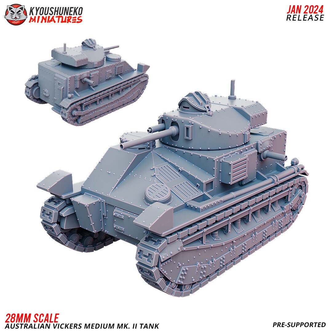 WWII Australian Vickers Medium MK II Tank Various Scales Historical Wargaming