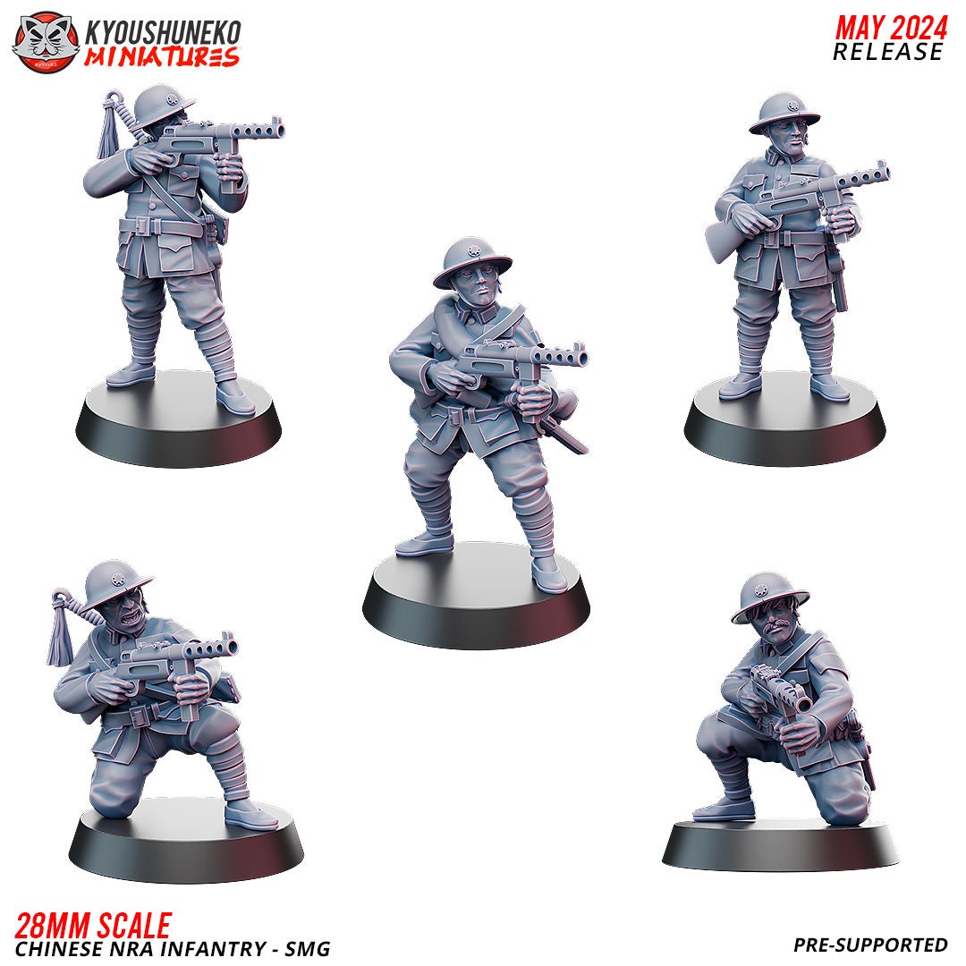 WWII Chinese NRA SMG Squad (10 models) Various Scales Historical Wargaming