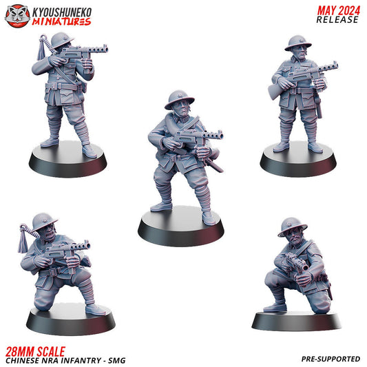 WWII Chinese NRA SMG Squad (10 models) Various Scales Historical Wargaming
