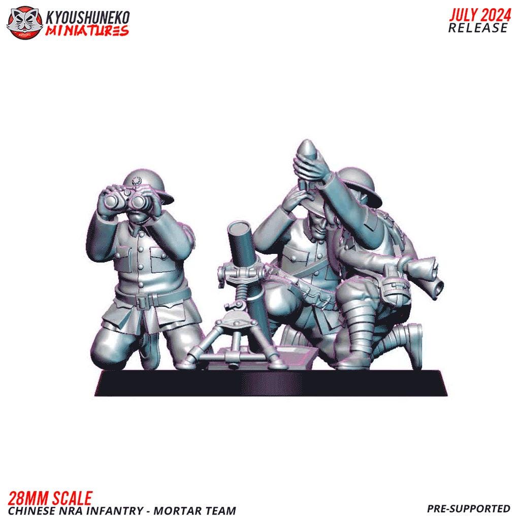 WWII Chinese NRA Mortar Team (3 models) Various Scales Historical Wargaming