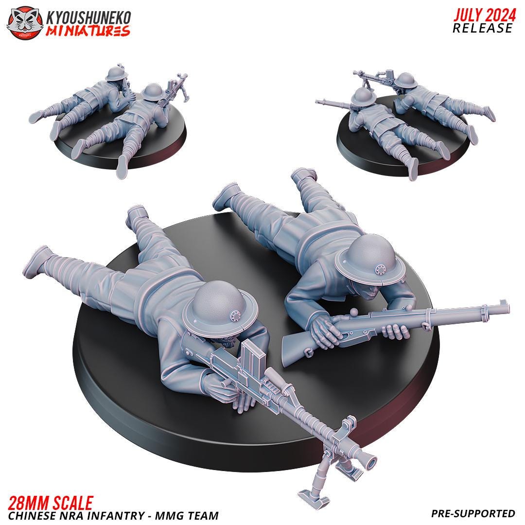 WWII Chinese NRA MMG Team (2 models) Various Scales Historical Wargaming