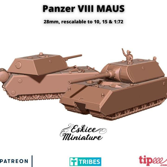 WWII German Panzer VIII Maus Various Scales Historical Wargaming (US tariffs are pre-paid by us)