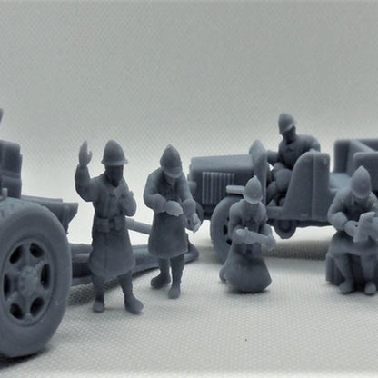 WWII French 155mm Howitzer with Crew and Tow Various Scales Historical Wargaming
