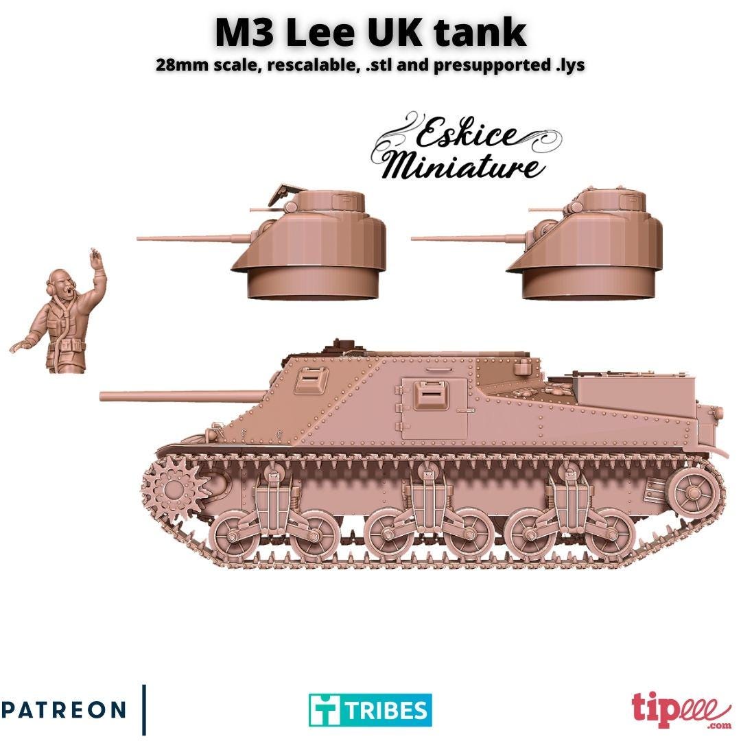 WWII Commonwealth M3 Lee Tank Various Scales Historical Wargaming (US tariffs are pre-paid by us)