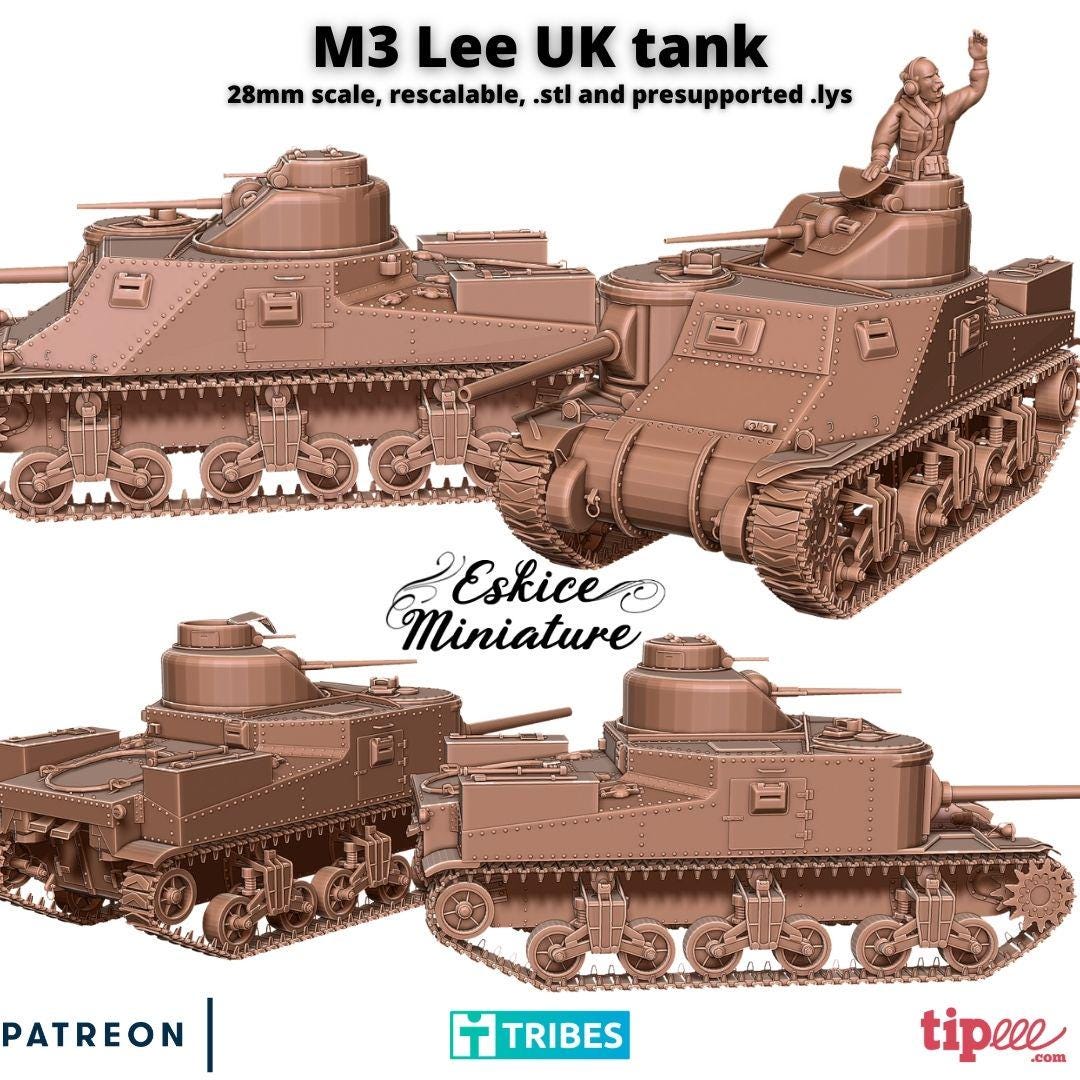 WWII Commonwealth M3 Lee Tank Various Scales Historical Wargaming (US tariffs are pre-paid by us)