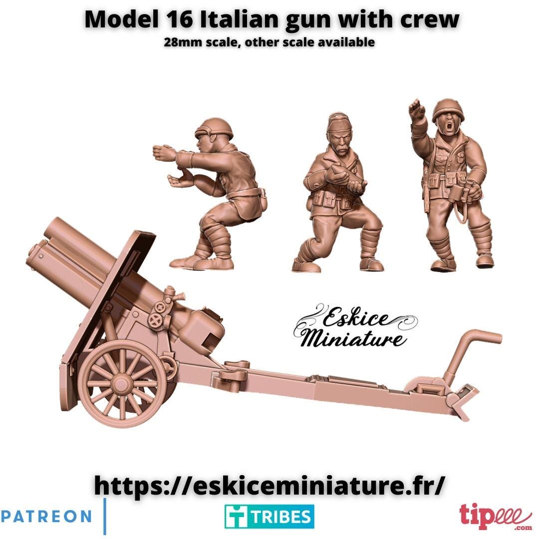 WWII Italian Model 16 Gun with Crew Various Scales Historical Wargaming