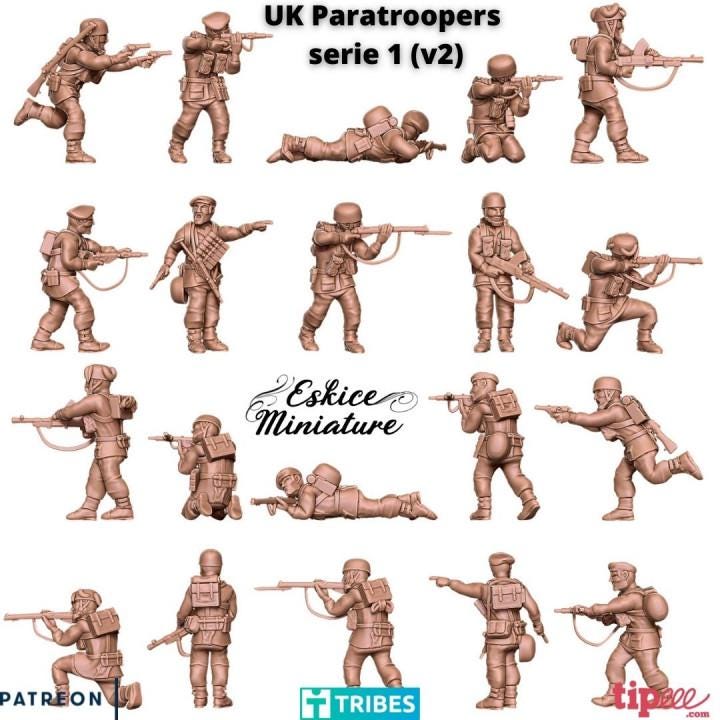 WWII UK Paratroopers Squad (10 models) Various Scales Historical Wargaming