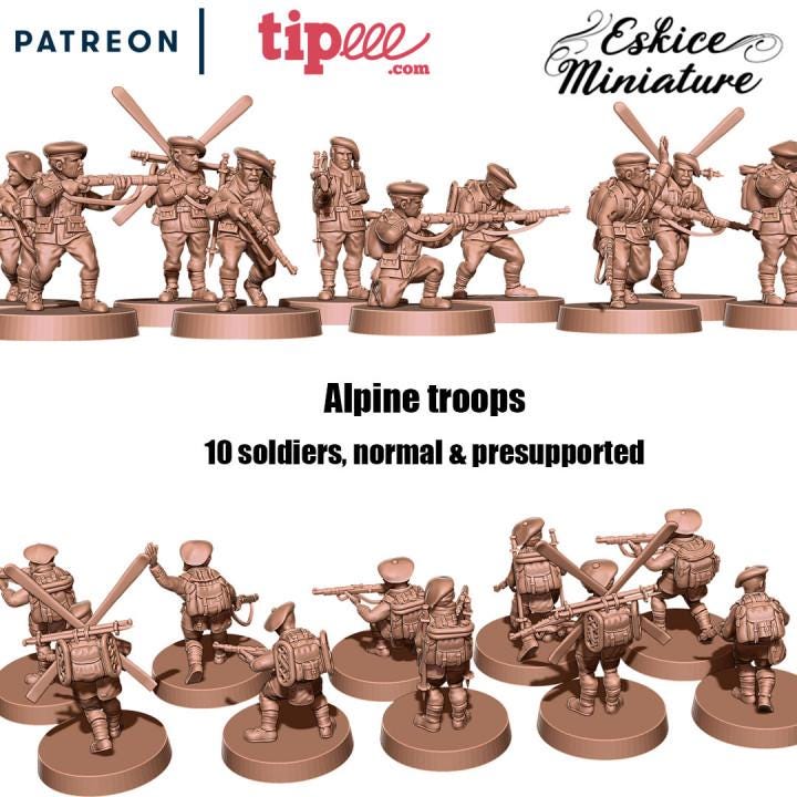 WWII French Alpine Infantry Squad (10 models) Various Scales Historical Wargaming (US tariffs are pre-paid by us)
