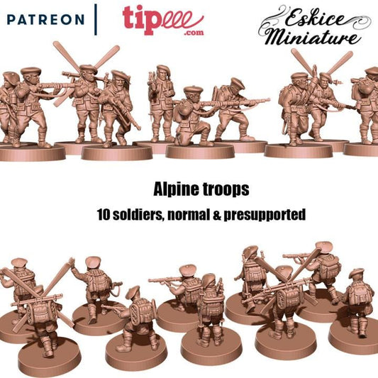 WWII French Alpine Infantry Squad (10 models) Various Scales Historical Wargaming (US tariffs are pre-paid by us)