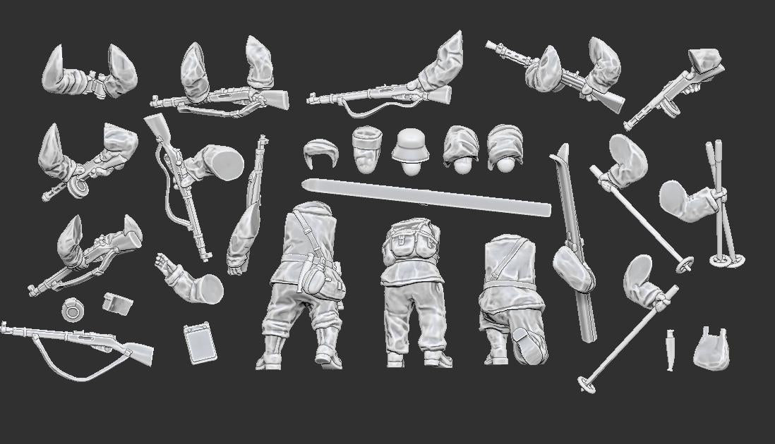 WWII Finnish Infantry Squad in Winter Overalls Multipart (10 models) Various Scales Historical Wargaming (US tariffs are pre-paid by us)