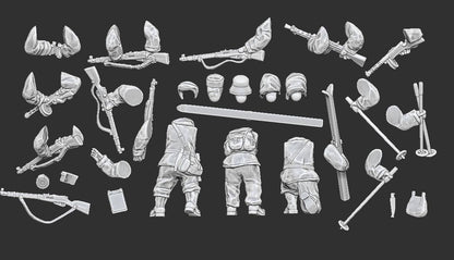 WWII Finnish Infantry Squad in Winter Overalls Multipart (10 models) Various Scales Historical Wargaming (US tariffs are pre-paid by us)