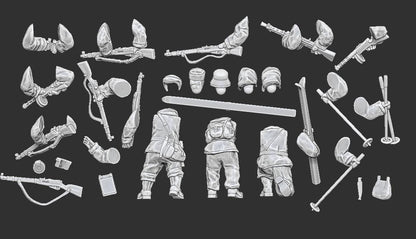 WWII Finnish Infantry Squad in Winter Overalls Multipart (10 models) Various Scales Historical Wargaming