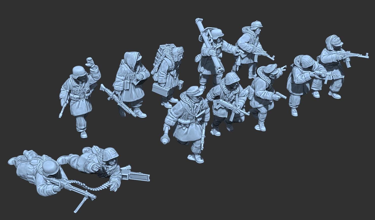 WWII German Dismounted Cavalry Squad Budapest Themed (12 models) Various Scales Historical Wargaming