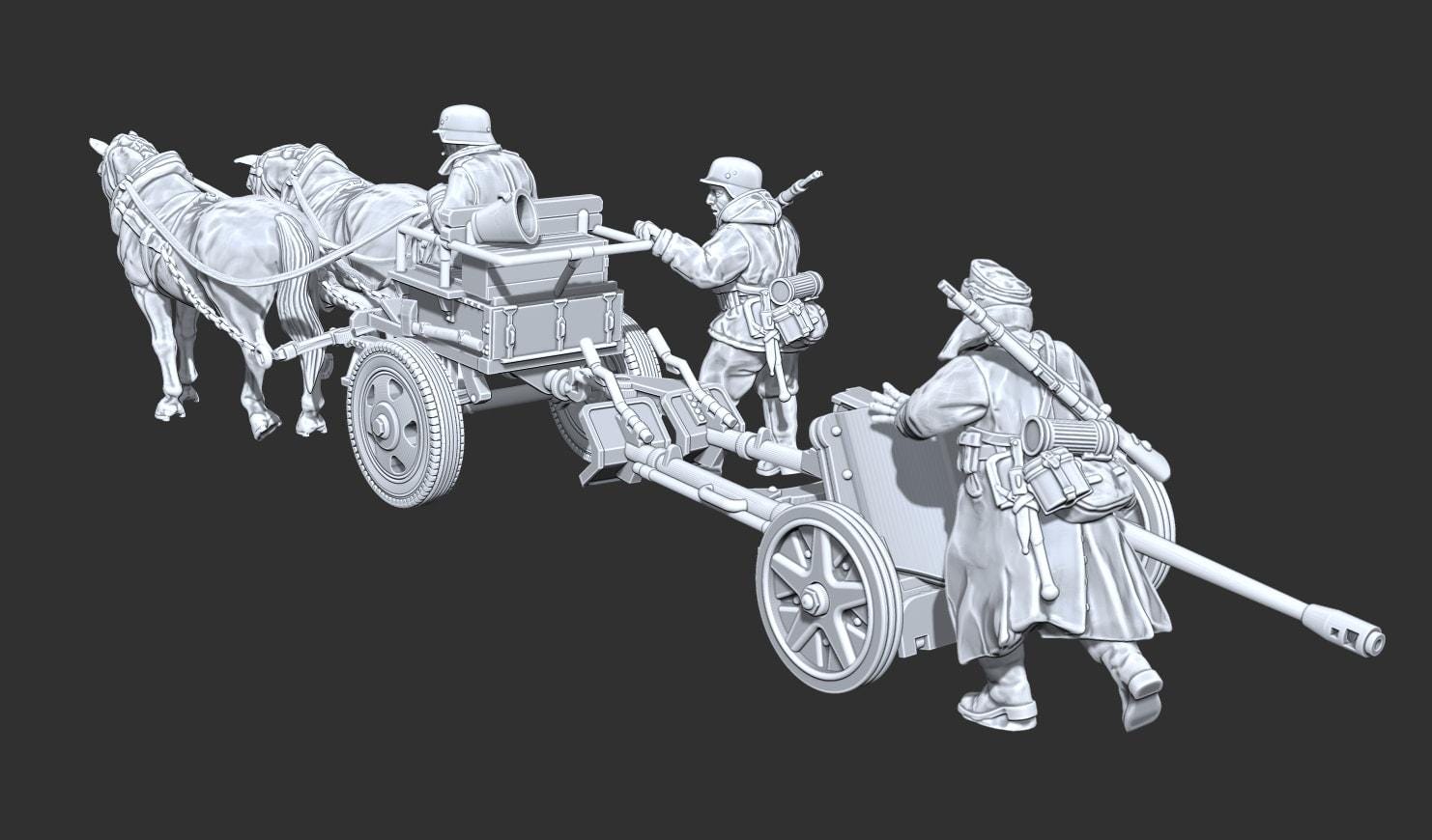 WWII German Limber M42 towing Pak38 with Crew Various Scales Historical Wargaming (US tariffs are pre-paid by us)