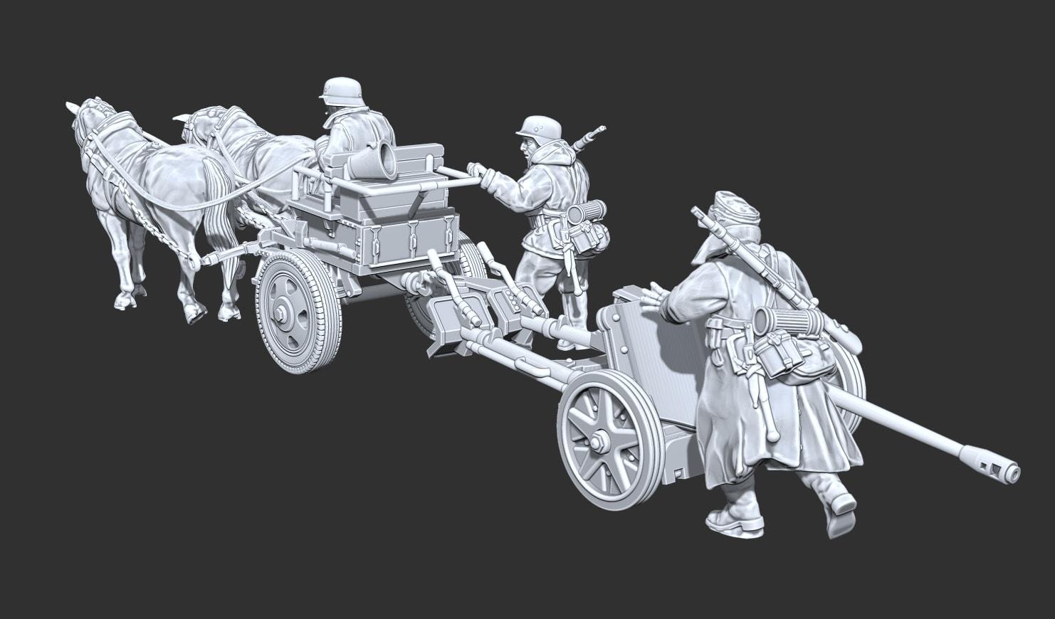 WWII German Limber M42 towing Pak38 with Crew Various Scales Historical Wargaming