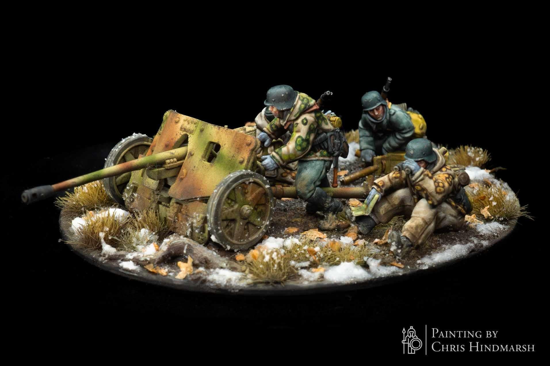WWII Late War Winter German PaK38 with Crew Various Scales Historical Wargaming