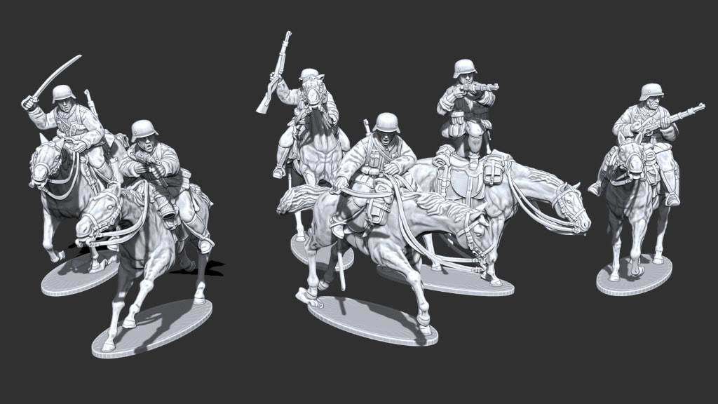 WWII Early War German Cavalry (6 models) Various Scales Historical Wargaming (US tariffs are pre-paid by us)