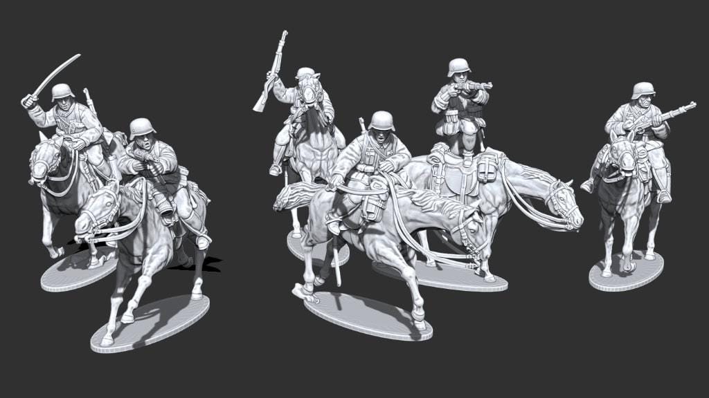 WWII Early War German Cavalry (6 models) Various Scales Historical Wargaming