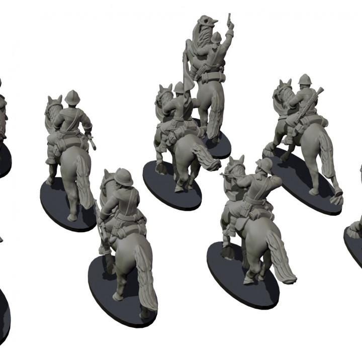 WWII French Cavalry Squad (10 models, dismounted or mounted) Various Scales Historical Wargaming