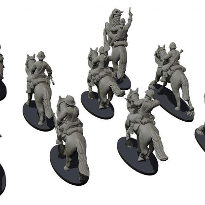 WWII French Cavalry Squad (10 models, dismounted or mounted) Various Scales Historical Wargaming