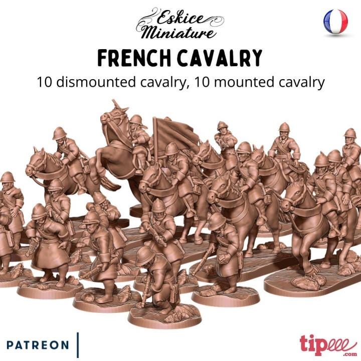 WWII French Cavalry Squad (10 models, dismounted or mounted) Various Scales Historical Wargaming