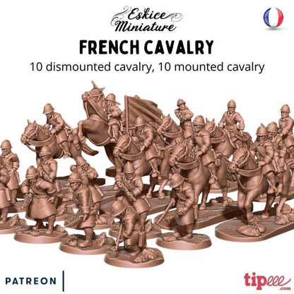 WWII French Cavalry Squad (10 models, dismounted or mounted) Various Scales Historical Wargaming
