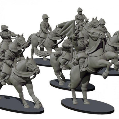 WWII French Cavalry Squad (10 models, dismounted or mounted) Various Scales Historical Wargaming