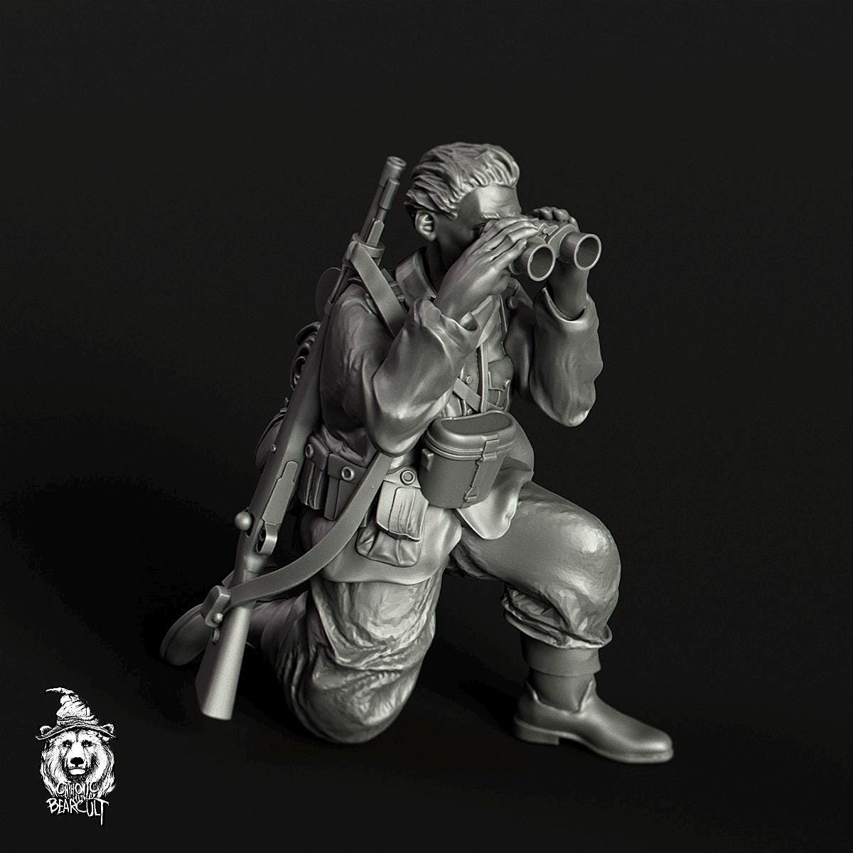 WWII German 8cm GrW 34 Mortar Team with Spotter (4 models) Various Scales Historical Wargaming